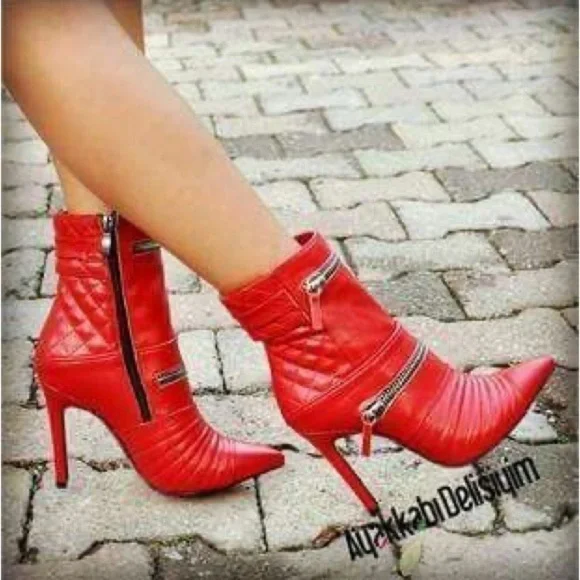 Giuseppe Zanotti Quilted Leather Double-Zip ankle Boot Red moto biker - Picture 3 of 17